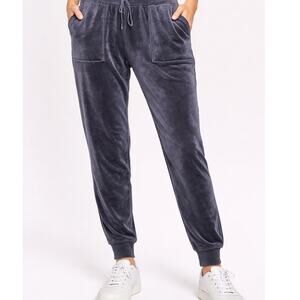 House of Harlow 1960 Womens Velvet Jogger Pants Gray Small Lounge StretchyComfy
